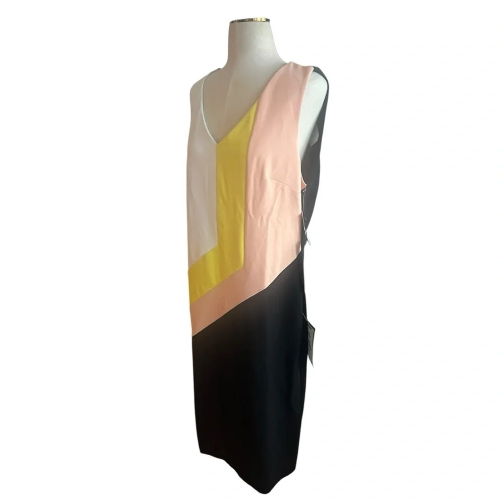 Christian Siriano Colorblock Sheath Dress NWT Black White Yellow Peach XXL - Picture 4 of 8
